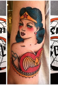 女生人物纹身图案 多款彩色纹身素描女性人物纹身图案
