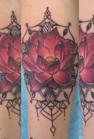 手臂纹身素材 女生手臂上莲花纹身图片