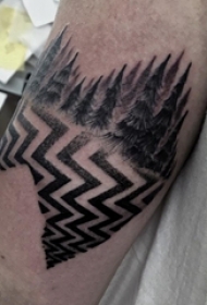 手臂纹身素材 男生手臂上黑色的大树图片