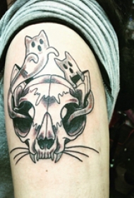 骷髅头纹身 女生手臂上骷髅头纹身图片