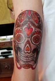 手臂纹身素材 男生手臂上创意的骷髅纹身图片