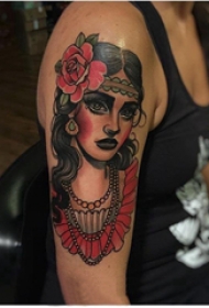 女生人物纹身图案 女生手臂上人物肖像纹身图片