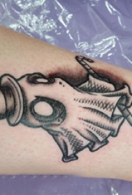 欧美小腿纹身 男生小腿上黑色的幽灵纹身图片