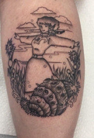 欧美小腿纹身 男生小腿上风景和人物纹身图片