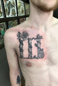 玫瑰纹身 男生胸部玫瑰纹身图片