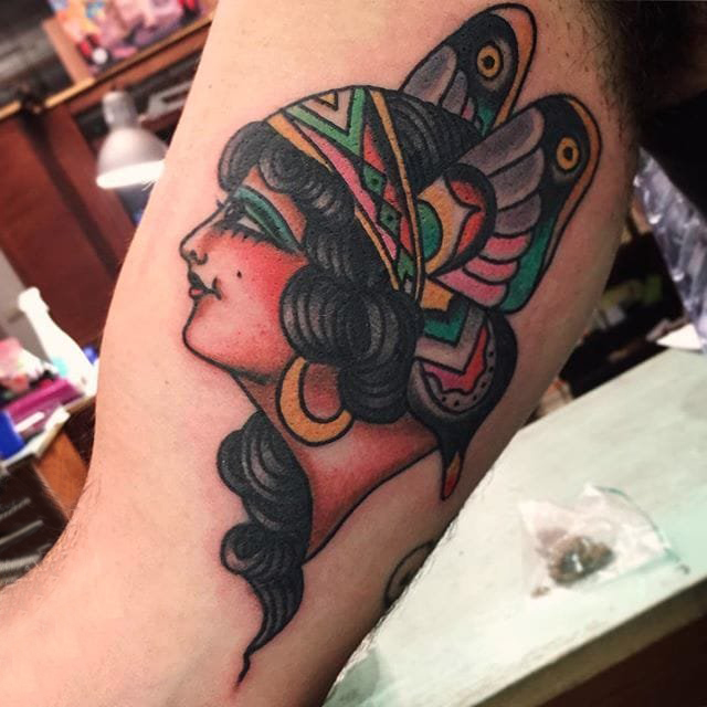 女生人物纹身图案 多款素描纹身彩色人物肖像纹身图案