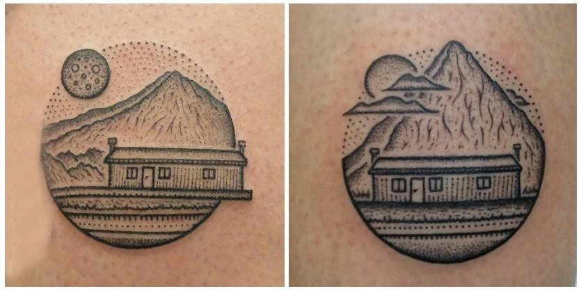 纹身风景 男生背部风景纹身图案