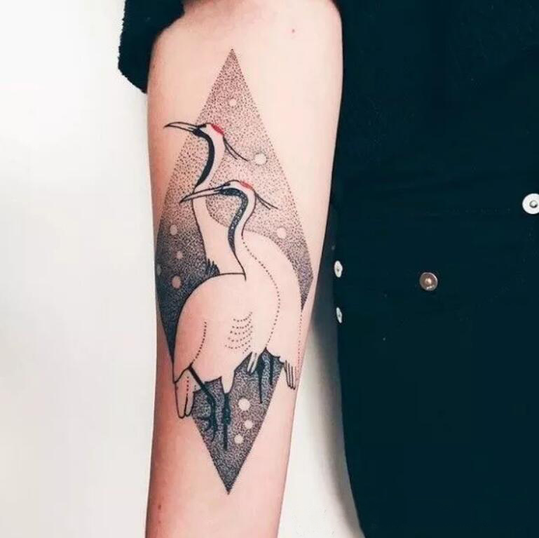 多款精美的传统仙鹤白鹤纹身图案