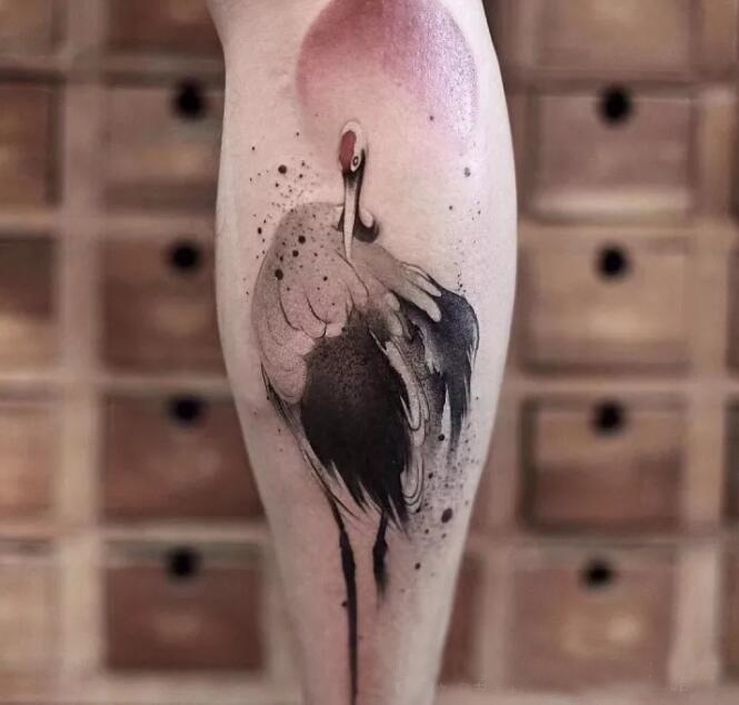 多款精美的传统仙鹤白鹤纹身图案