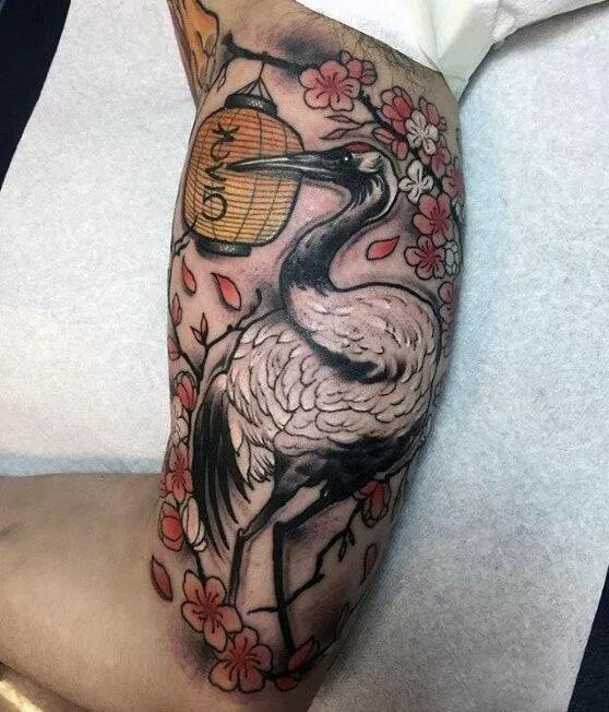 多款精美的传统仙鹤白鹤纹身图案