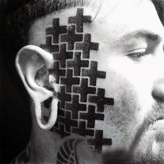 脸部纹身图案 多款黑色纹身素描脸部纹身图案