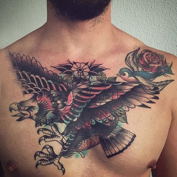 纹身胸部男 多款黑灰纹身点刺技巧胸部纹身图案