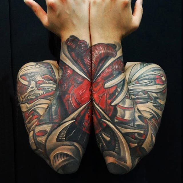 盔甲纹身图案 多款彩绘纹身素描盔甲纹身图案