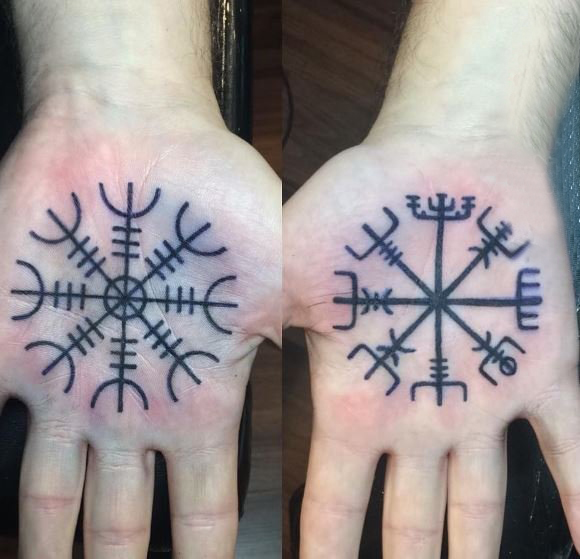 手掌小纹身 多款简单线条纹身素描手掌纹身图案