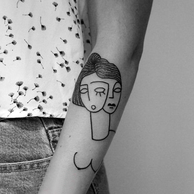 极简线条纹身 多款极简线条纹身黑色抽象纹身图案