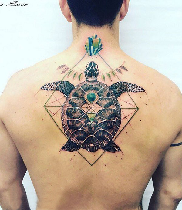 乌龟纹身图案 多款彩色渐变纹身素描乌龟纹身图案