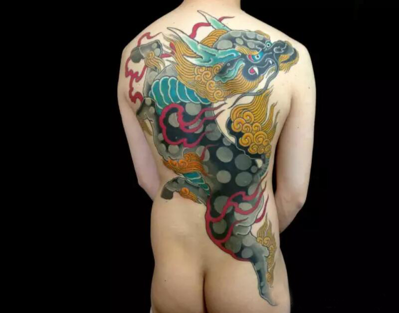 三十多款不同部位彩绘麒麟纹身