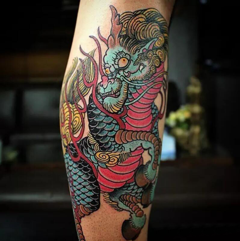 三十多款不同部位彩绘麒麟纹身