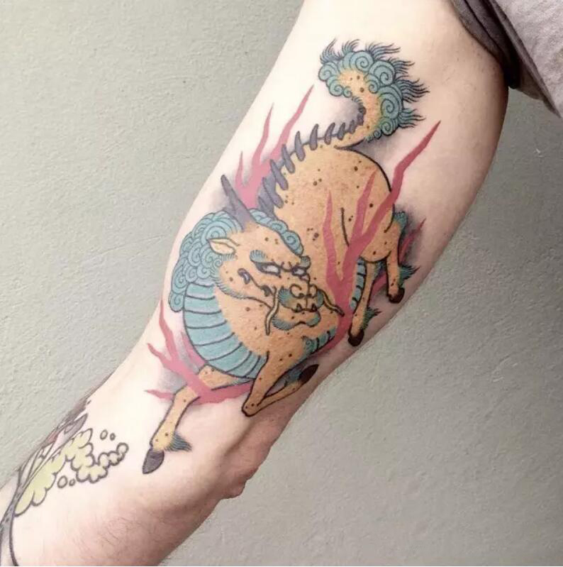 三十多款不同部位彩绘麒麟纹身