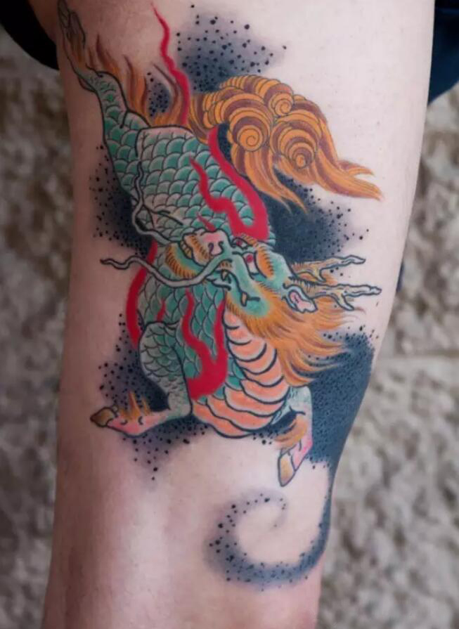 三十多款不同部位彩绘麒麟纹身