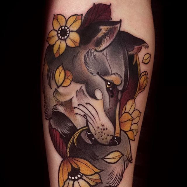 小动物纹身 多款简单线条纹身彩色小动物纹身图案