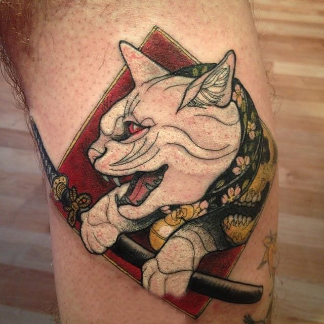 小猫咪纹身 多款彩绘纹身素描小清新猫咪纹身图案