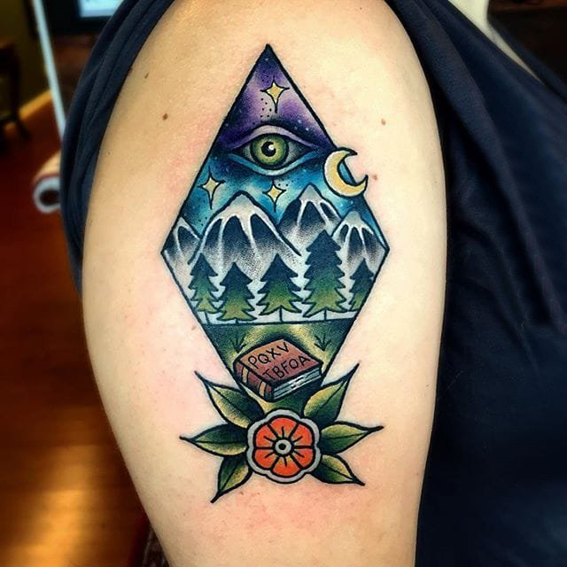 小山峰纹身 多款彩绘纹身素描山峰纹身图案