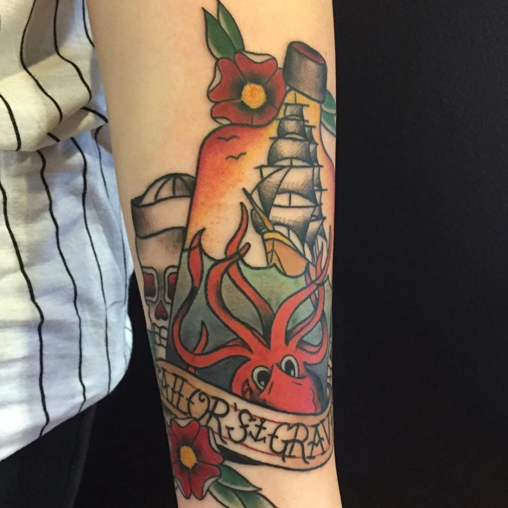 传统纹身 多款素描纹身彩色传统纹身图案