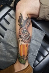 麋鹿纹身图案男  男生小腿上彩绘麋鹿纹身图片