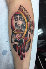 女生人物纹身图案 女生小腿上女性人物纹身图案