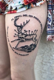 抽象纹身图案 女生大腿上抽象纹身图案