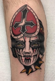 人物纹身图案 女生小腿上人物纹身图案