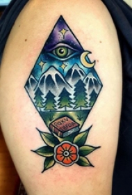 小山峰纹身 多款彩绘纹身素描山峰纹身图案