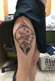 纹身星球  女生大腿上星球纹身图案