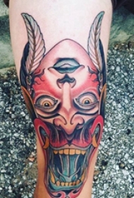 欧美拼接纹身 男生小腿上人物和般若纹身图片缩略频道推荐图