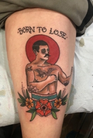 人物纹身图片 男生小腿上人物纹身图片