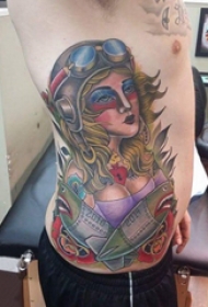 人物纹身图案 男生侧肋上人物纹身图案