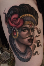 女生人物纹身图案 女生大腿上人物纹身图片