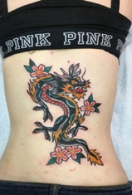 飞龙纹身图案 女生背部飞龙纹身图案
