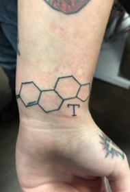 化学元素纹身 男生手腕上黑色的化学符号纹身图片