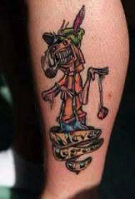 人物纹身  男生腿上搞怪的人物纹身图片