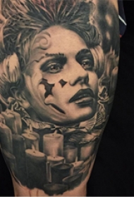 人物纹身图案 多款点刺纹身黑灰人物纹身图案