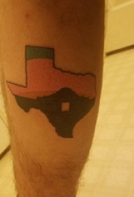 欧美系纹身 男生小腿上彩色的符号纹身图片