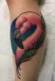 鹤纹身 女生小腿上鹤纹身图片