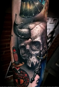 骷髅头纹身 男生小腿上骷髅头纹身图片