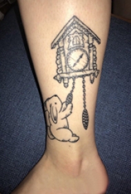 黑色纹身 男生小腿上黑色纹身图片