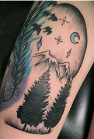 风景纹身图案 女生大腿上风景纹身图案