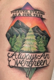 大腿传统纹身 女生大腿上英文和风景纹身图片