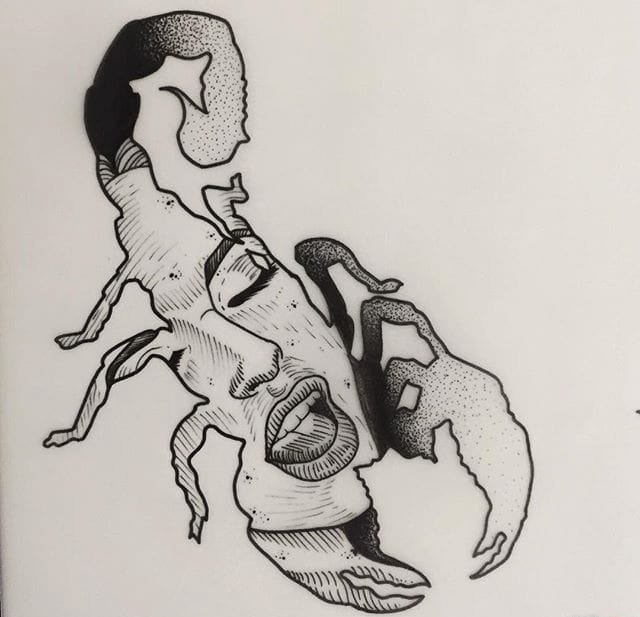 离奇和诡异的人物肖像纹身设计手稿来自纹身师丹尼尔