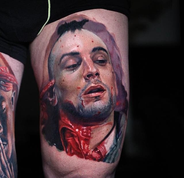 漂亮的名人肖像纹身水彩纹身图案来自男纹身师卢卡